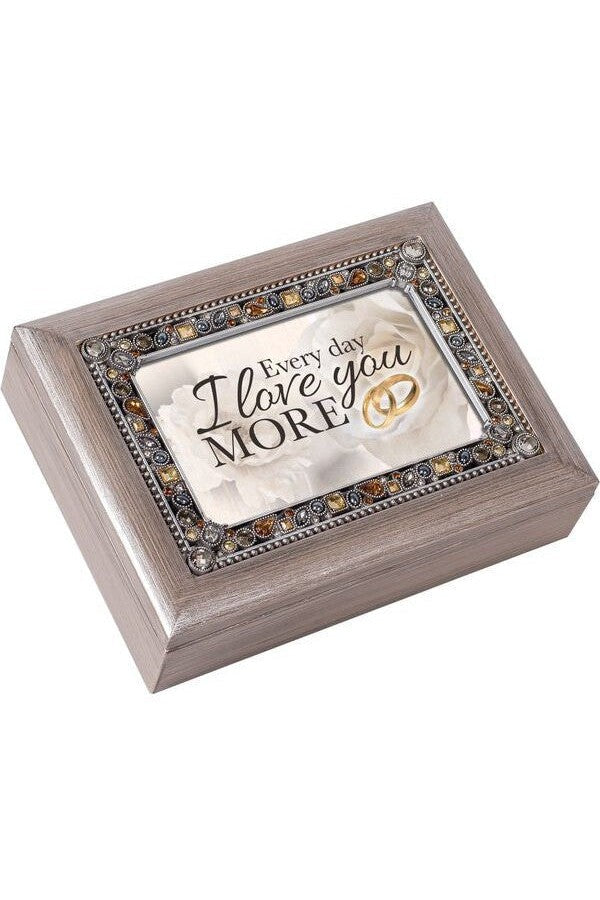 Jeweled Distressed Gray Music Box Anniversary - GPJMSGBLIGHTA-Inspirational Gifts-Cottage Garden-Michigan Church Supply