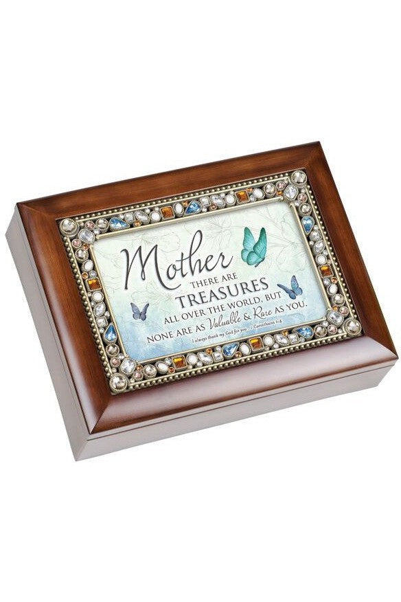 Jeweled Woodgrain Music Box Mom- GPJMTWGTHOUM-Inspirational Gifts-Cottage Garden-Michigan Church Supply