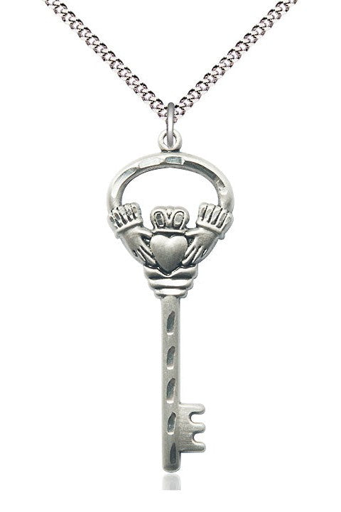 Key with Claddagh - FN5110-Jewelry-Bliss Mfg-Sterling Silver-Michigan Church Supply