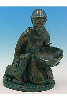 Kneeling St. Francis Birdfeeder WJSA2411C-Inspirational Gifts-Space Age Plastics-Patina-Michigan Church Supply