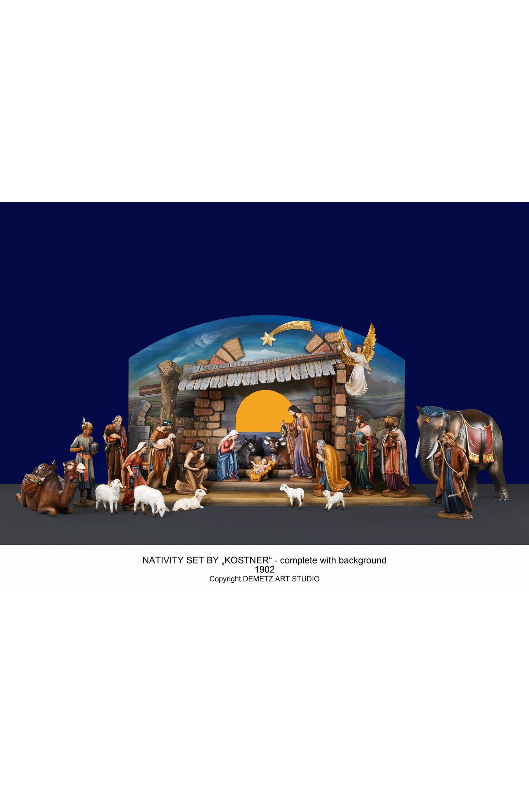 Large Stable - with painted Landscape - HD1902L-Church Life-Demetz-95"x59"x40"-Michigan Church Supply