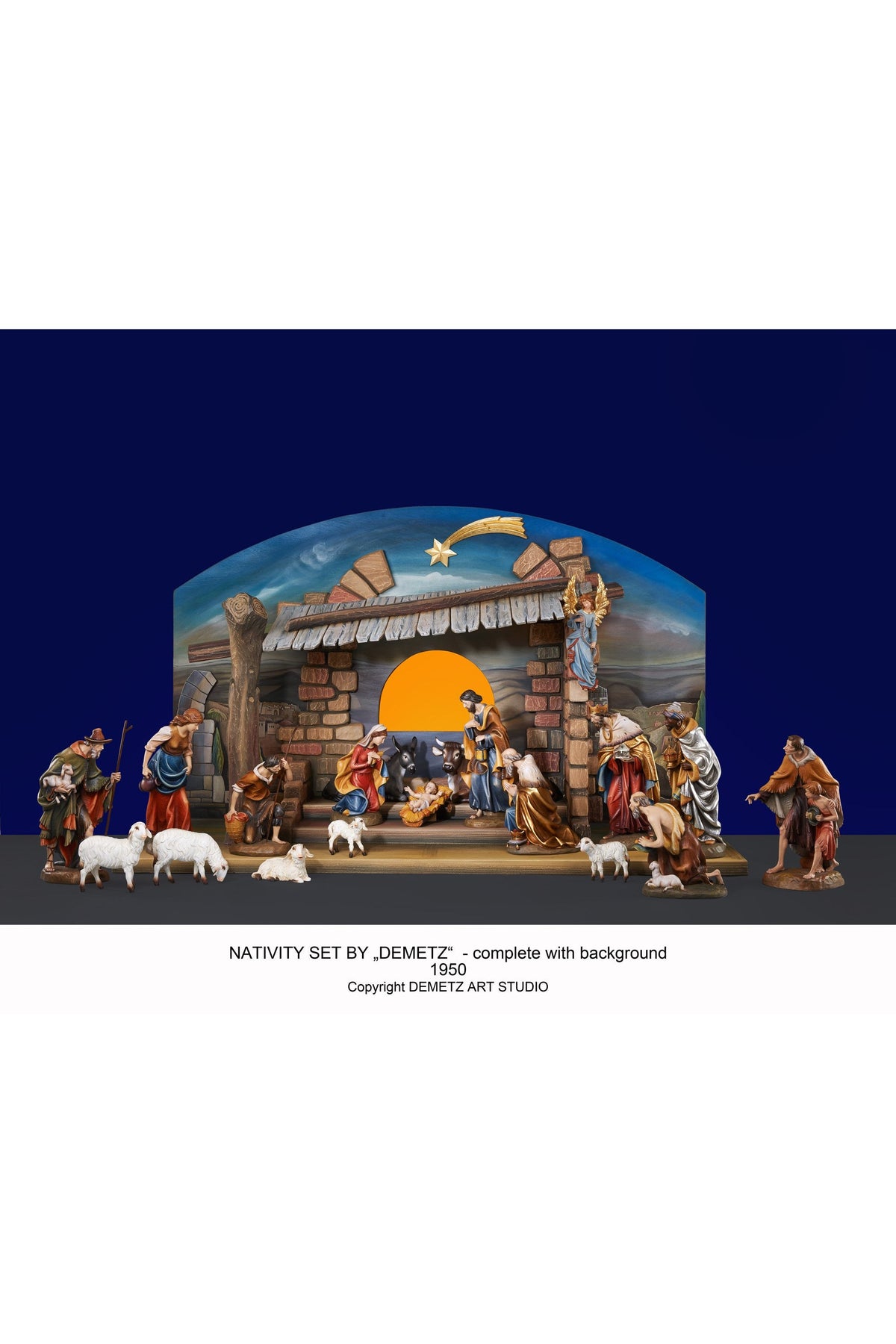 Large Stable with painted Landscape - HD1950L-Church Life-Demetz-95"x59"x40"-Michigan Church Supply