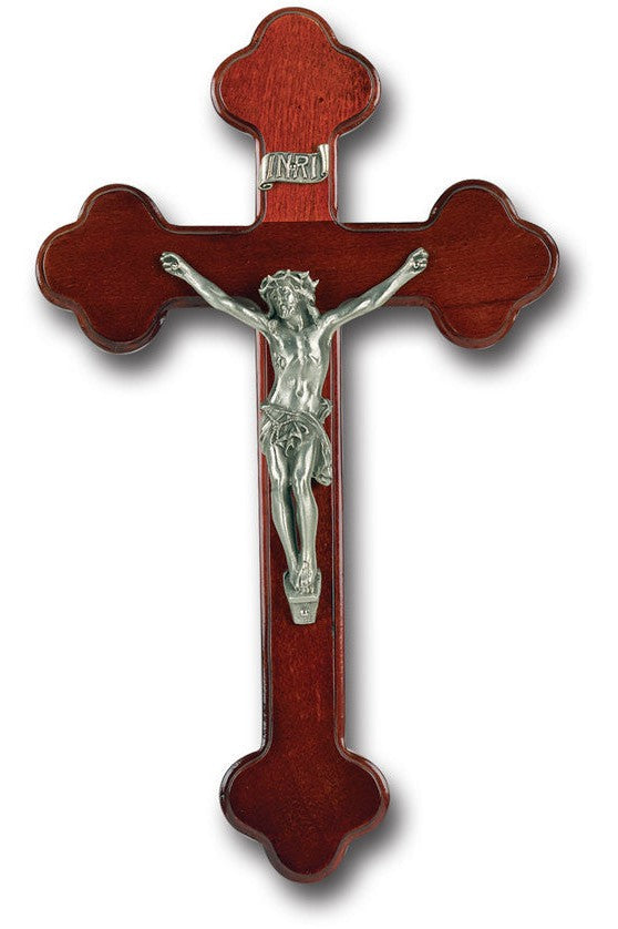 Latin Cross Dark Cherry with Pewter Corpus 10" - TA18P-10R8-Inspirational Gifts-Hirten-Michigan Church Supply