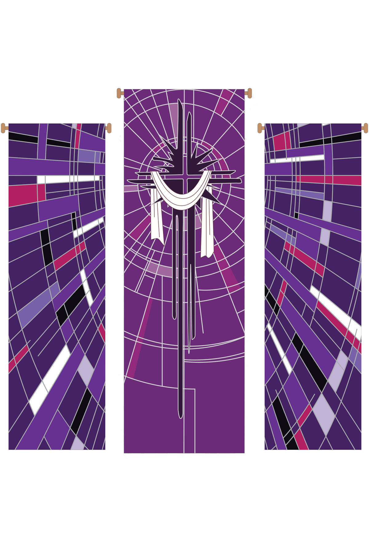 Lenten Cross 3 Piece Banner Set - WN766-75189-Church Life-Art Studio Slabbinck-Michigan Church Supply