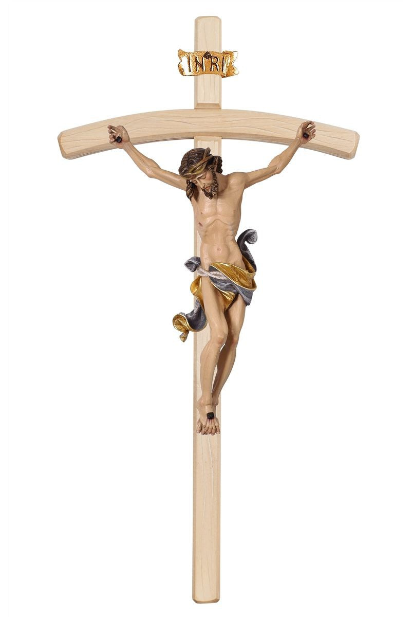 Light Leonardo Crucifix with Blue Colored Cloth Bent Cross- MX704000HB-Inspirational Gifts,Church Life-Pema-5" - 11"-Michigan Church Supply