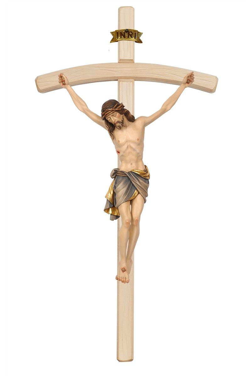 Light Siena Crucifix with Blue Colored Cloth Bent Cross - MX722000HB-Inspirational Gifts,Church Life-Pema-5" - 11"-Michigan Church Supply