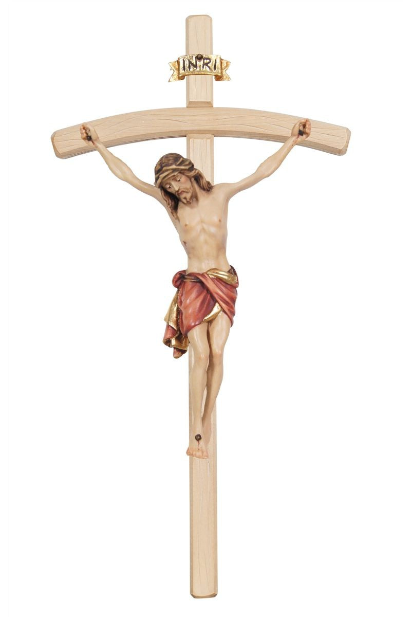 Light Siena Crucifix with Red Colored Cloth Bent Cross - MX722000HR-Inspirational Gifts,Church Life-Pema-5" - 11"-Michigan Church Supply