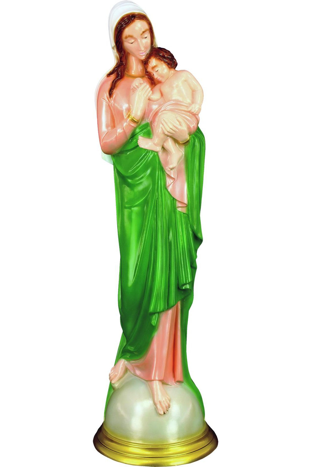 Madonna and Child WJSA2460CBP-Inspirational Gifts-Space Age Plastics-Green and Peach-Michigan Church Supply