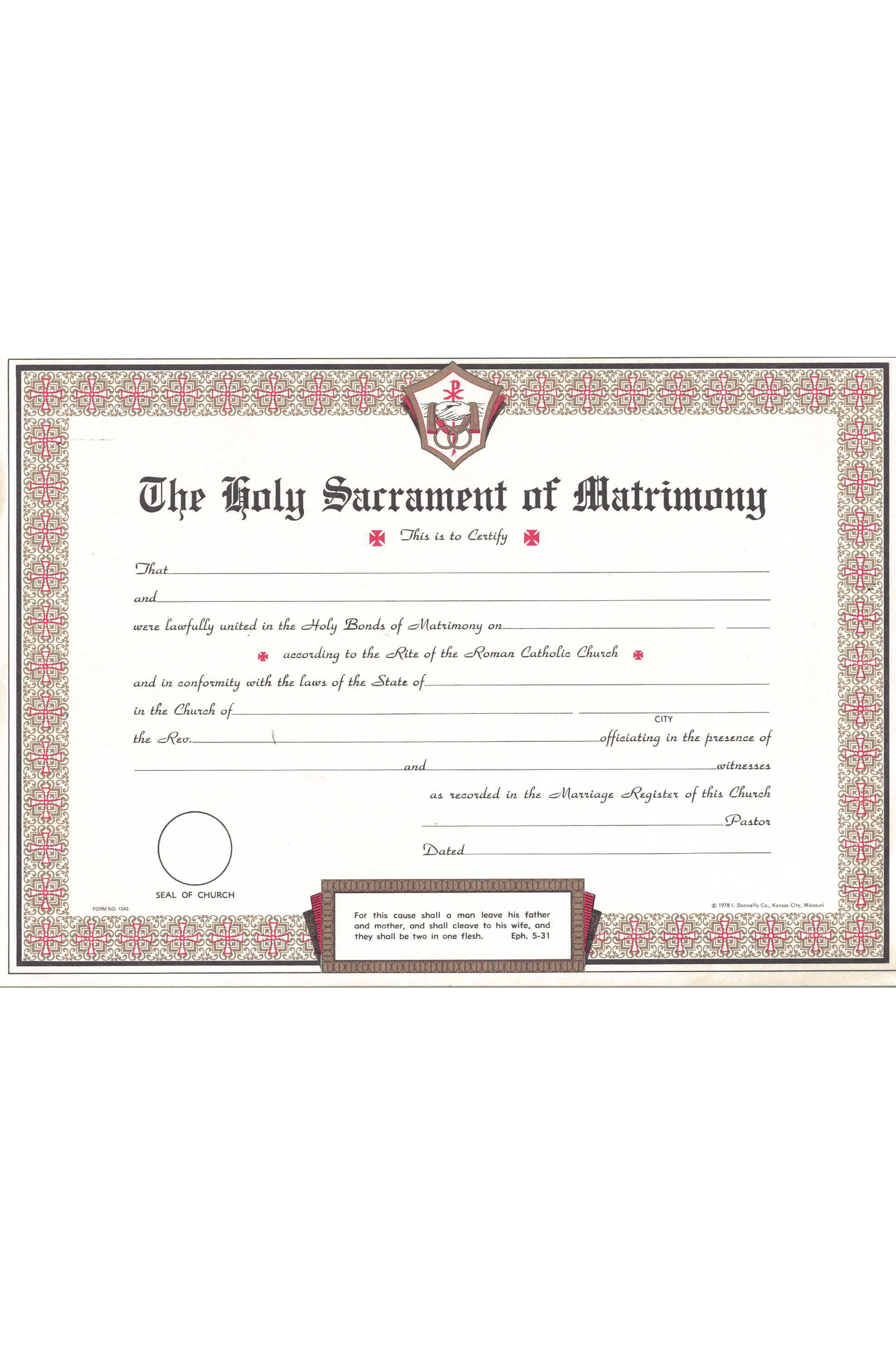 Marriage Certificate Pad - OB1043-Church Life-I Donnelly Co-Michigan Church Supply