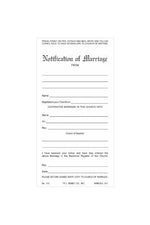 Marriage Notification Certificate-OA310-Church Life-FJ Remey-Michigan Church Supply