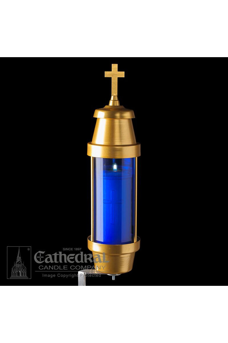 Memorial Light Fixtures - Blue Offset Spike - GG93702601-Inspirational Gifts-Cathedral Candle-Michigan Church Supply