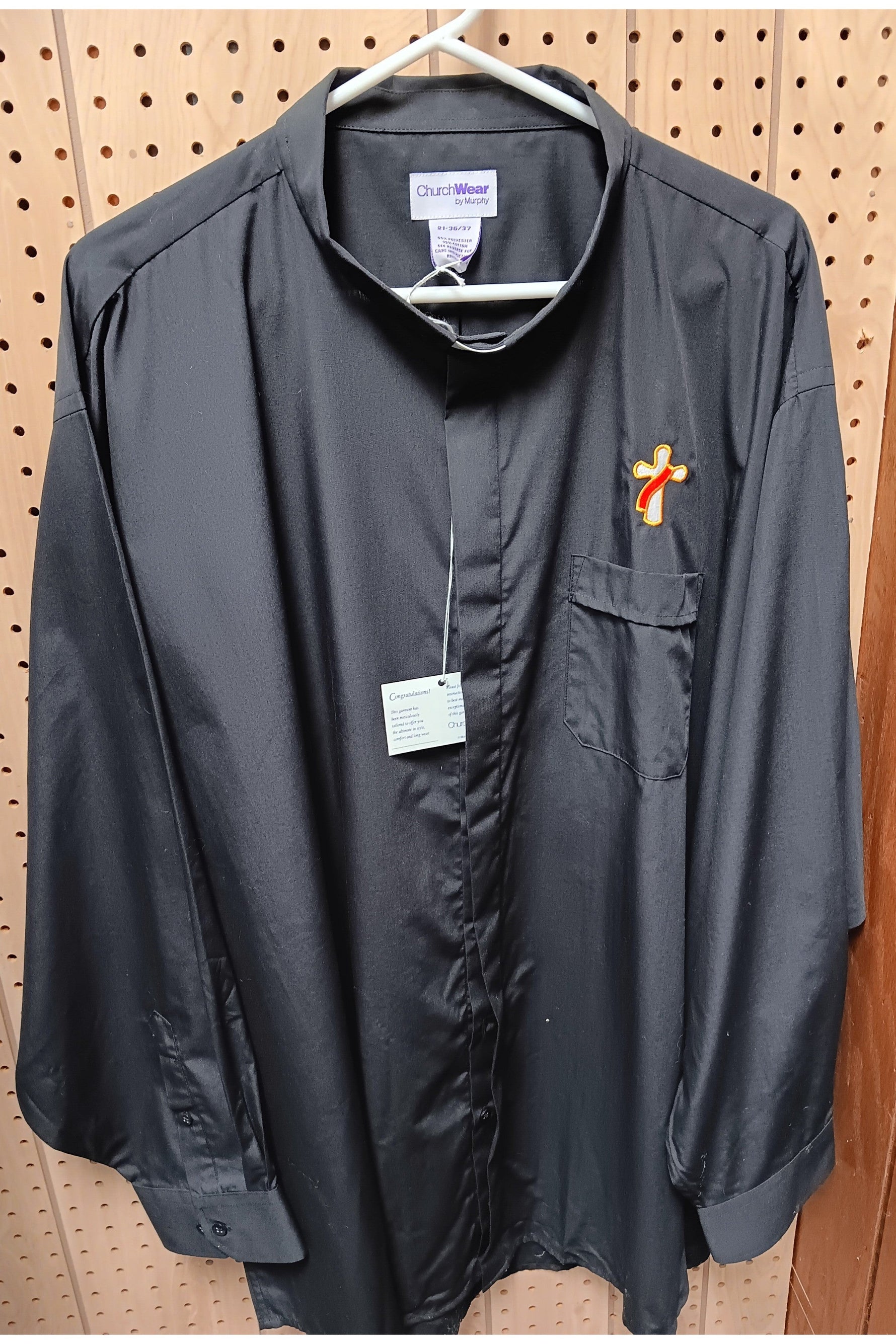 Men's Black Tab Collar Long Sleeve Shirt - USSM104-213637-D-Church Life-murphy-Michigan Church Supply