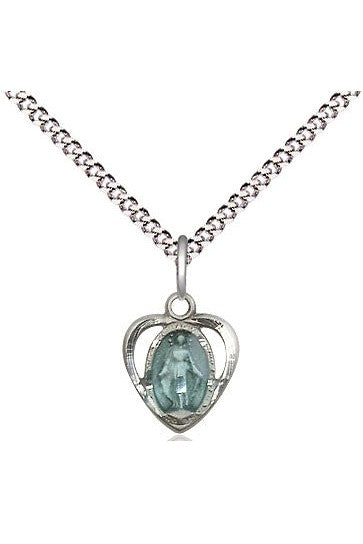 Miraculous Heart with Blue Epoxy - FN5401E-Jewelry-Bliss Mfg-Sterling Silver-Michigan Church Supply