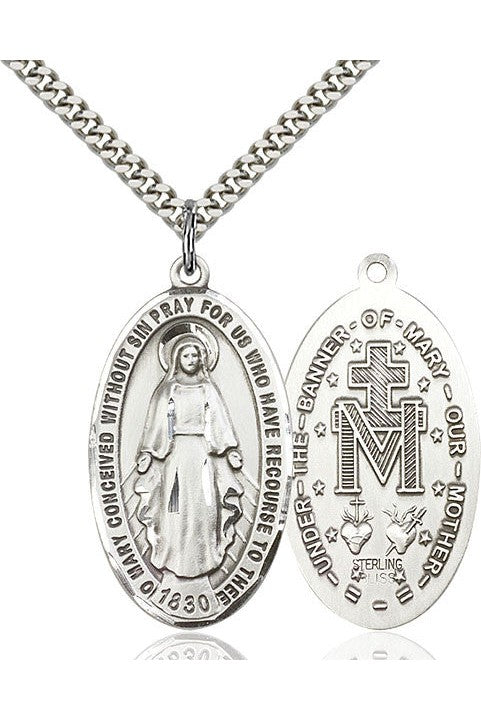 Miraculous Medal - FN0453-Jewelry-Bliss Mfg-Sterling Silver-Michigan Church Supply