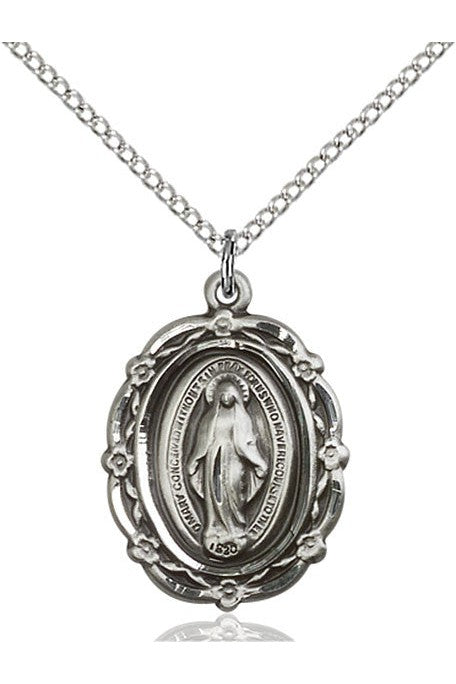 Miraculous Medal - FN4146M-Jewelry-Bliss Mfg-Sterling Silver-Michigan Church Supply