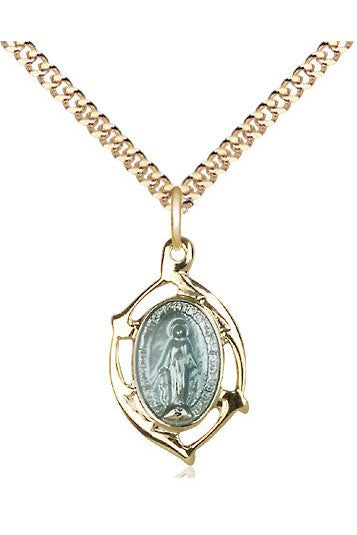 Miraculous Medal - FN4258M-Jewelry-Bliss Mfg-Gold Plated Sterling Silver-Michigan Church Supply