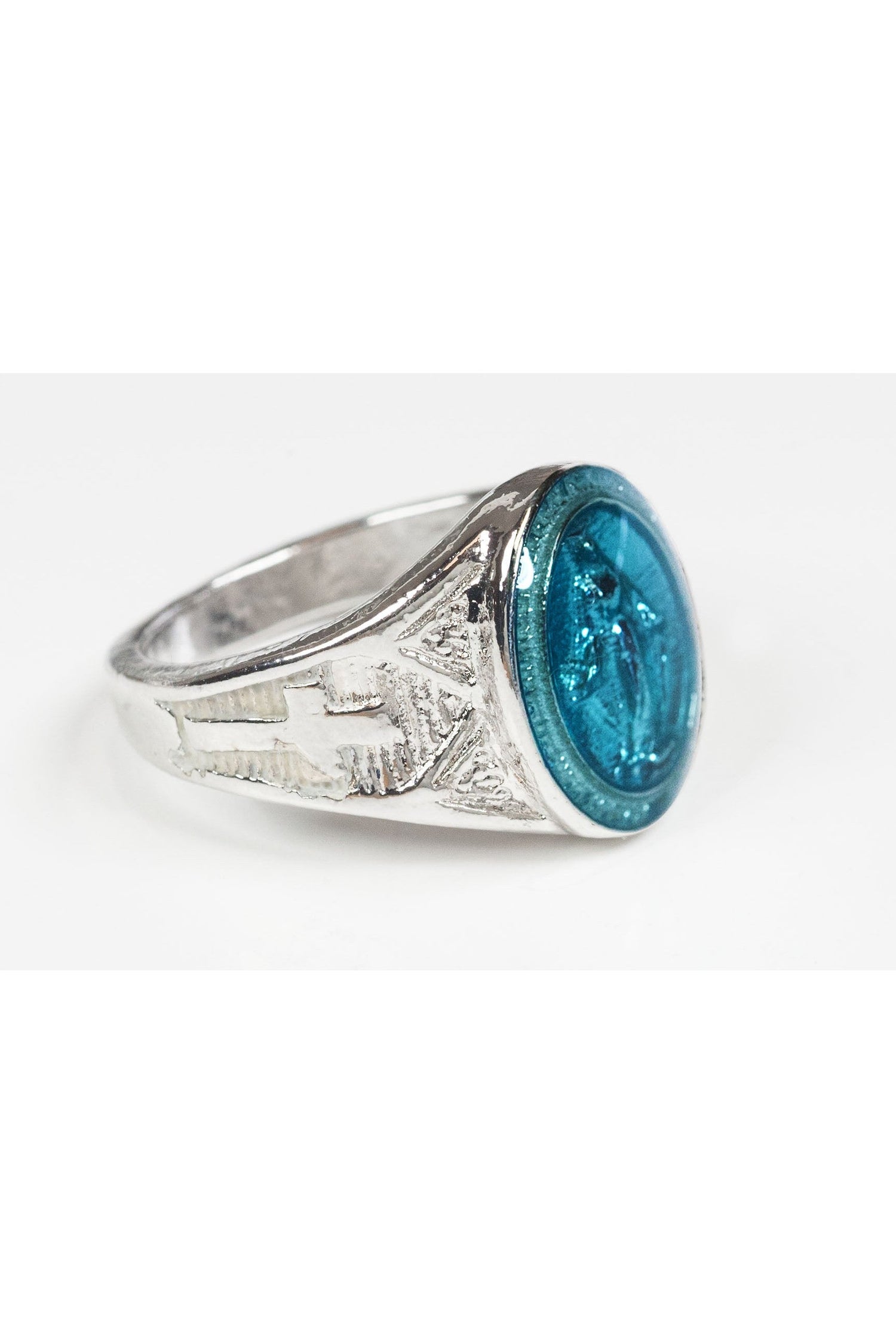 Miraculous Ring Sterling Silver BLue Epoxy - FN0521BMSS-Jewelry-Bliss Mfg-Ring Size 8-Michigan Church Supply