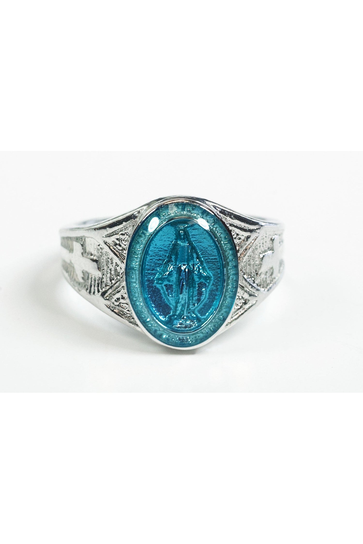 Miraculous Ring Sterling Silver BLue Epoxy - FN0521BMSS-Jewelry-Bliss Mfg-Ring Size 8-Michigan Church Supply