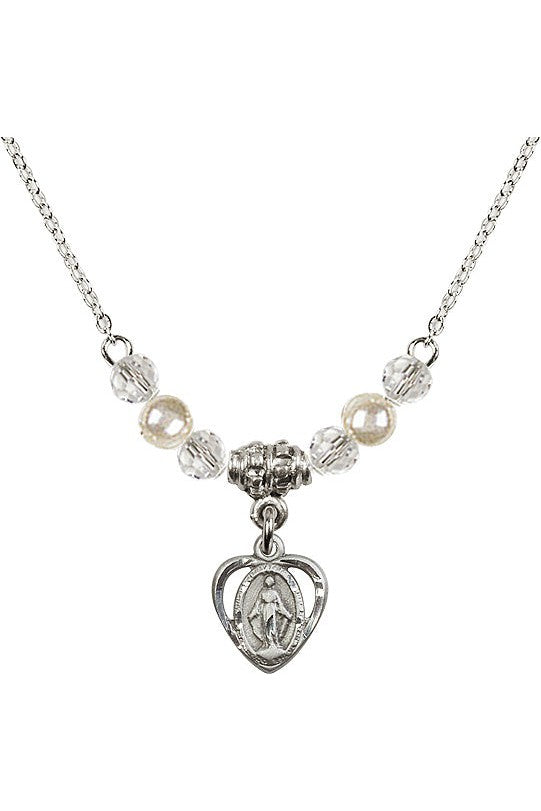 Miraculous medal with crystal beads - FNN03C/PR-5401PW-Jewelry-Bliss Mfg-Michigan Church Supply