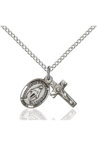 Miraculous/Crucifix Medal - FN0702MSET-Jewelry-Bliss Mfg-Sterling Silver-Michigan Church Supply