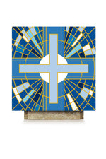 Modern Cross Altar Cover - Blue - WN864-7510-Church Life-Art Studio Slabbinck-Michigan Church Supply