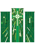 Modern Cross Green 3 Piece Banner Set - WN766-75079-Church Life-Art Studio Slabbinck-Michigan Church Supply