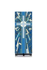 Modern Cross Lectern Cover - Blue - WN862-7510-Church Life-Art Studio Slabbinck-Michigan Church Supply