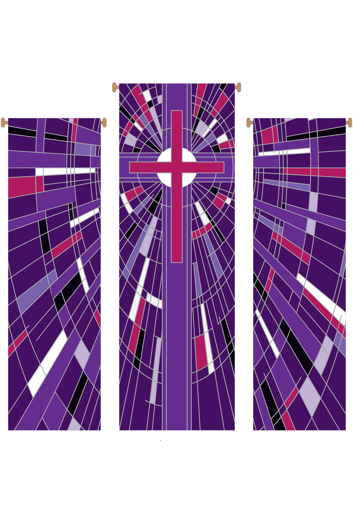 Modern Cross Purple 3 Piece Banner Set - WN766-75089-Church Life-Art Studio Slabbinck-Michigan Church Supply