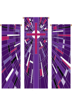 Modern Cross Purple 3 Piece Banner Set - WN766-75089-Church Life-Art Studio Slabbinck-Michigan Church Supply