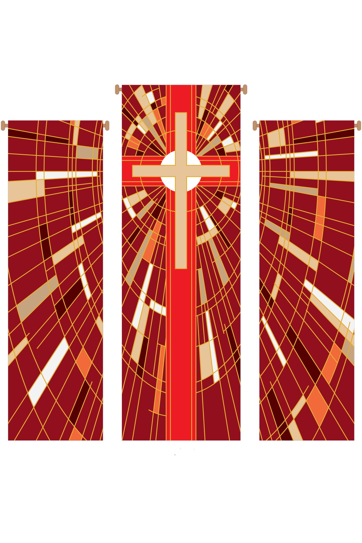 Modern Cross Red 3 Piece Banner Set - WN766-75069-Church Life-Art Studio Slabbinck-Michigan Church Supply