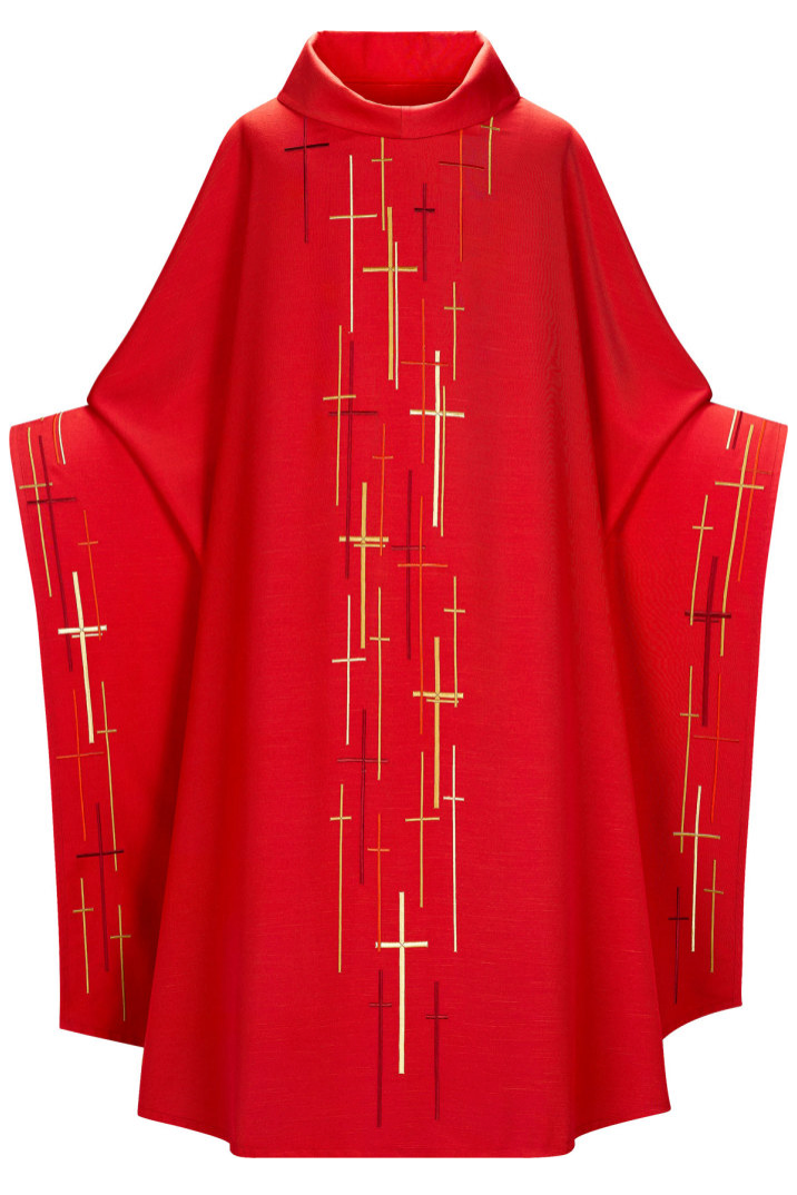 Monastic Chasuble Lined - Red - WN2-5188-Church Life-Art Studio Slabbinck-Michigan Church Supply