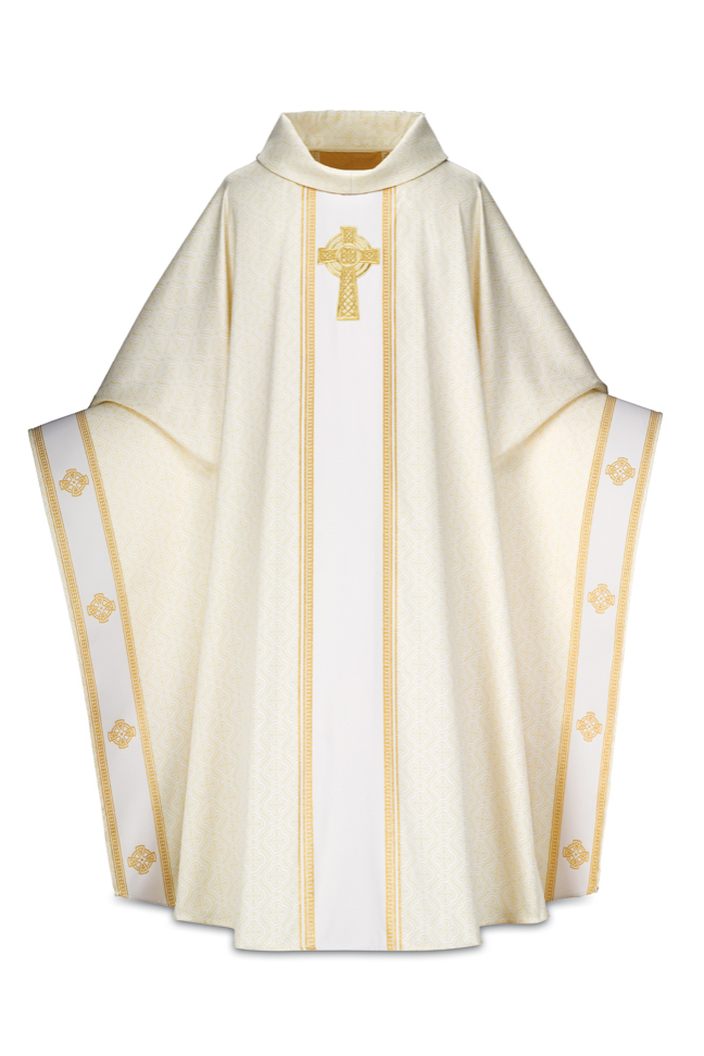 Monastic Chasuble - White - WN2-3858-Church Life-Art Studio Slabbinck-Michigan Church Supply