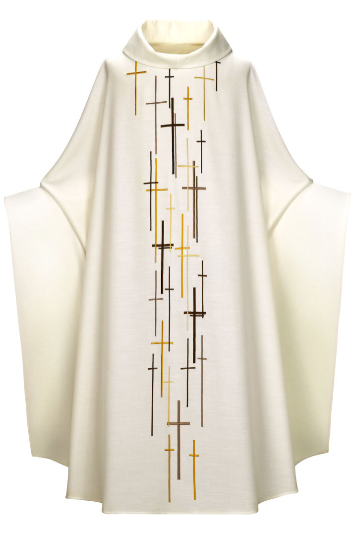 Monastic Chasuble - White - WN2-5088-Church Life-Art Studio Slabbinck-Michigan Church Supply