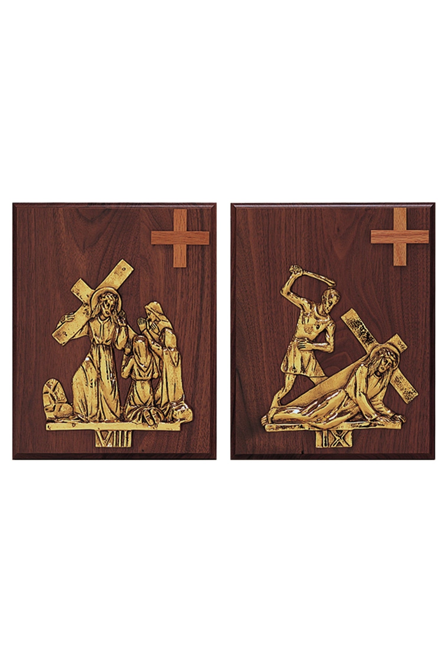 Mounted Stations of the Cross - MIK379-Church Life-Koley-24k Gold Plated-Oak-Michigan Church Supply