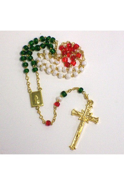 Multi Color Our Lady of Guadalupe Gold Rosary - WSR2222MC-Inspirational Gifts-San Francis-Michigan Church Supply