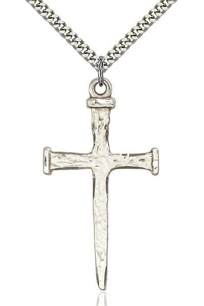 Nail Cross Medal - FN0086-Jewelry-Bliss Mfg-Sterling Silver-Michigan Church Supply