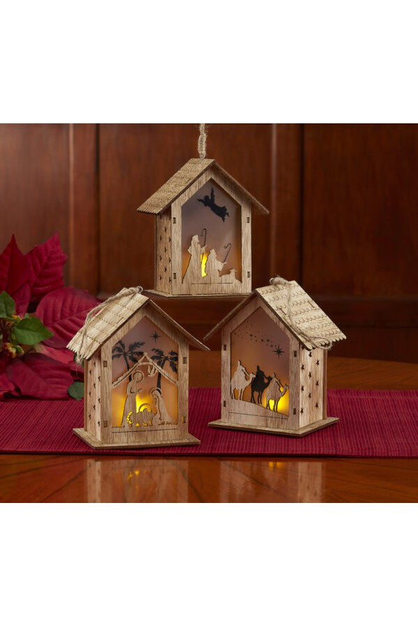 Nativity House Ornaments - KIRLN076-Inspirational Gifts-Three Kings Gifts-Michigan Church Supply