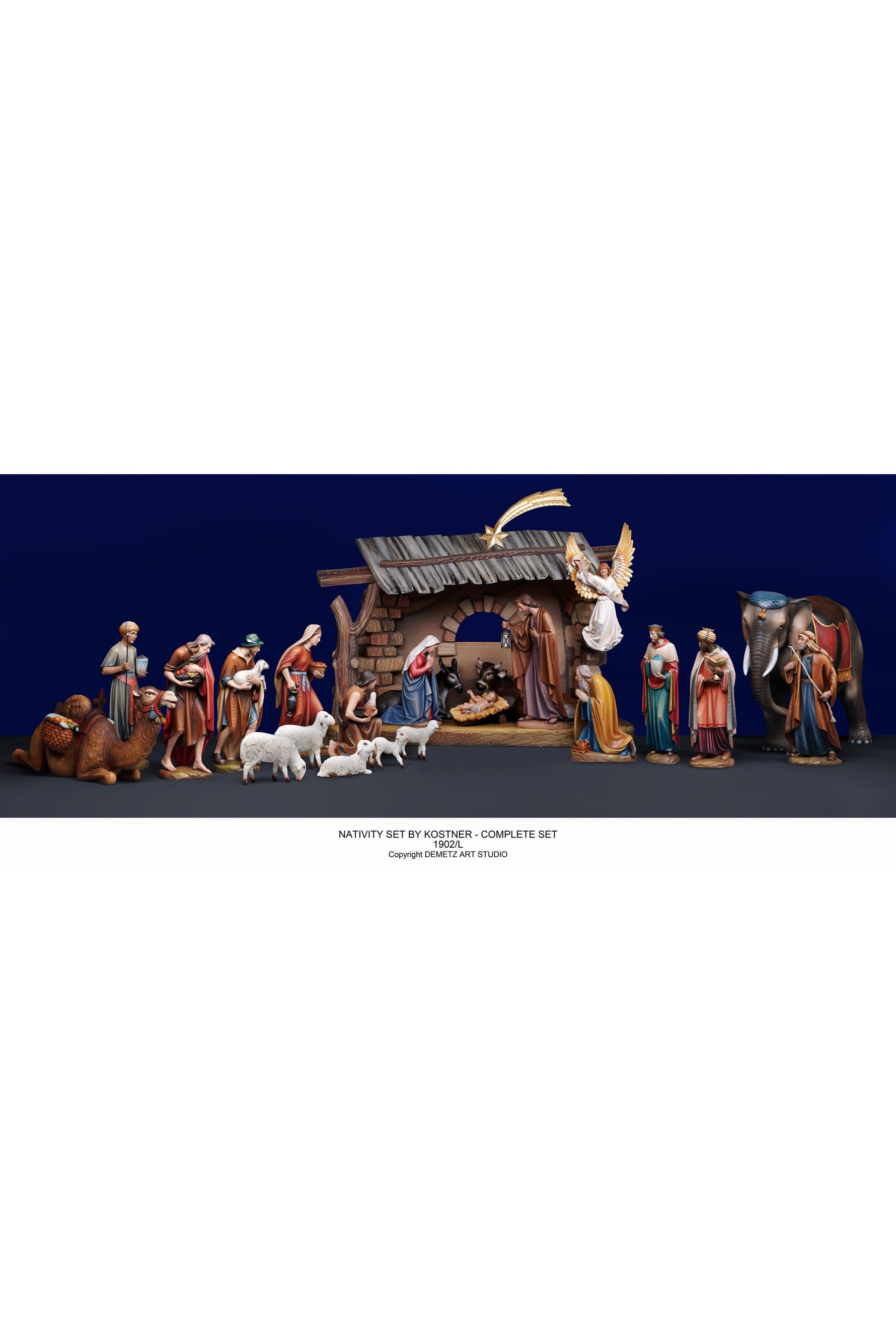 Nativity Set "Kostner" 60" Linden Wood - HD1902L60-Church Life-Demetz-Holy Family-Michigan Church Supply