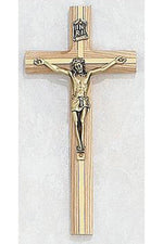 Oak Crucifix W/ Gold Inlay: 8" - UZ7900487-Inspirational Gifts-McVan-Michigan Church Supply