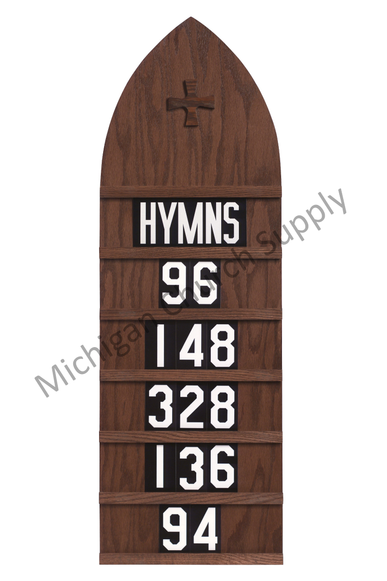 Oak Hymn Board - Extra Large Size 15-1/2"x 46-1/2"-Church Life-Flynn MFG-Dark Oak-Michigan Church Supply