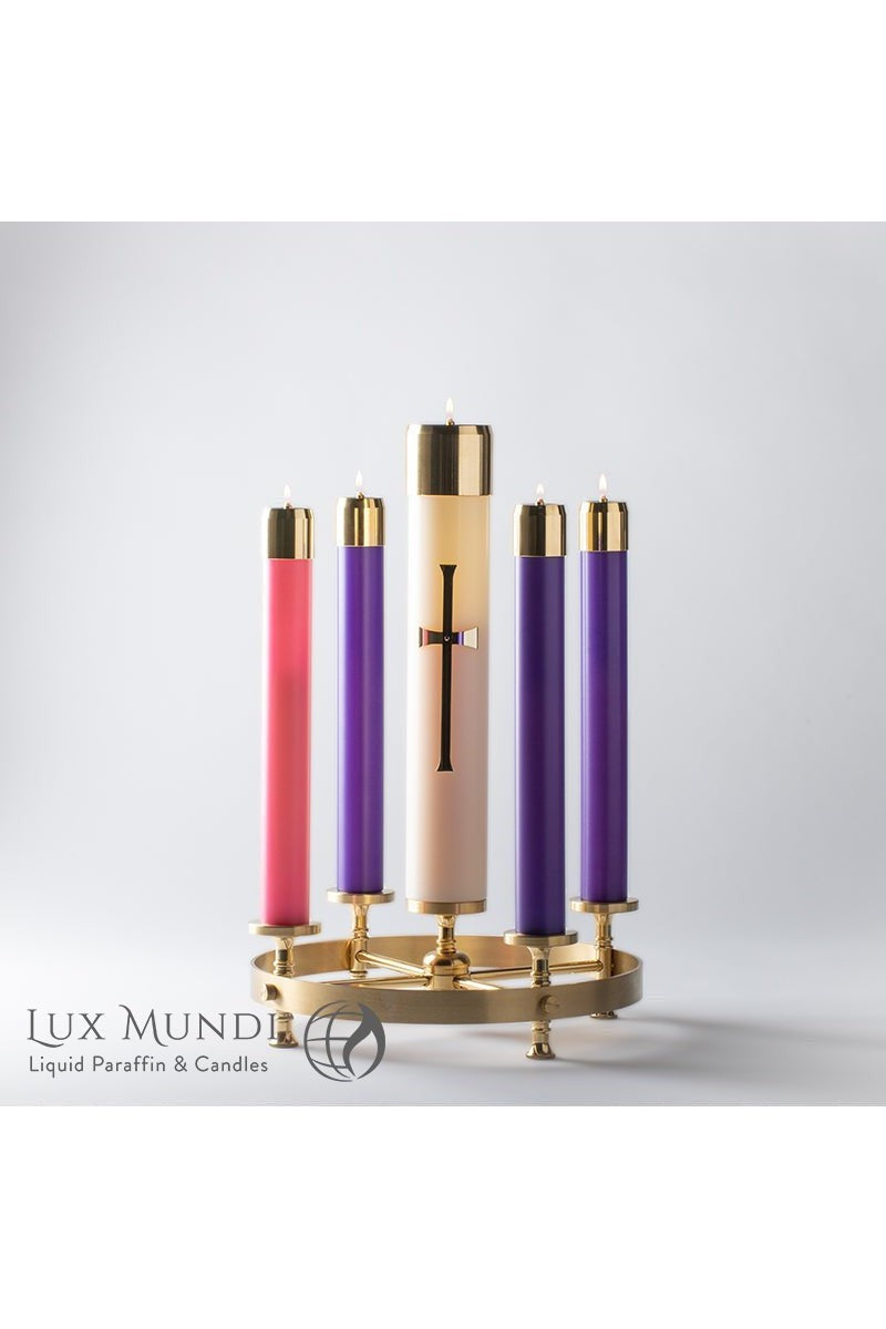 Oil Candle Refillable Advent Sets-Church Life-Lux Mundi-7/8" X 12" - 3 Purple; 1 Pink-Michigan Church Supply