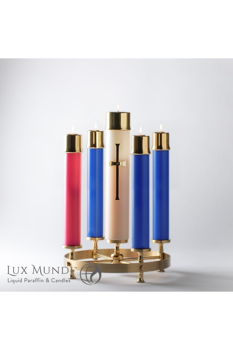 Oil Candle Shell Advent Sets-Church Life-Lux Mundi-1-7/8" x 12"-3 Blue; 1 Pink-Michigan Church Supply