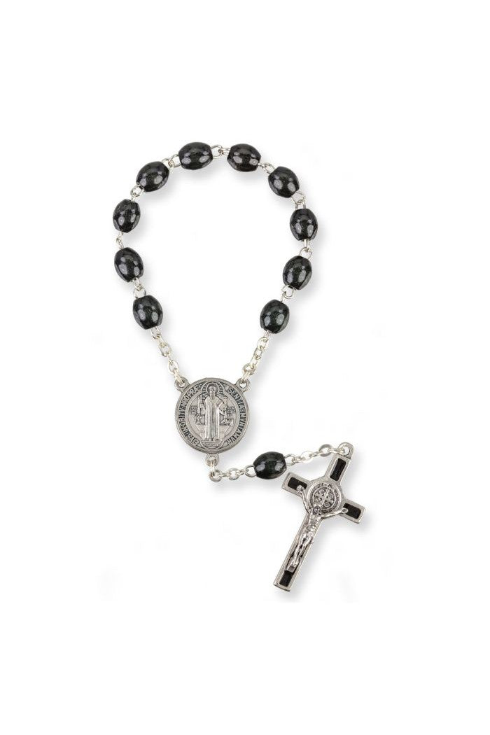 One Decade Black Rosary - TA068BK-Inspirational Gifts-Hirten-Michigan Church Supply