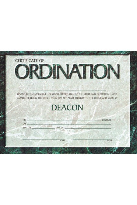 Ordination for Deacon Certificate - MA00770-Church Life-BROADMAN & HOLMAN-Michigan Church Supply