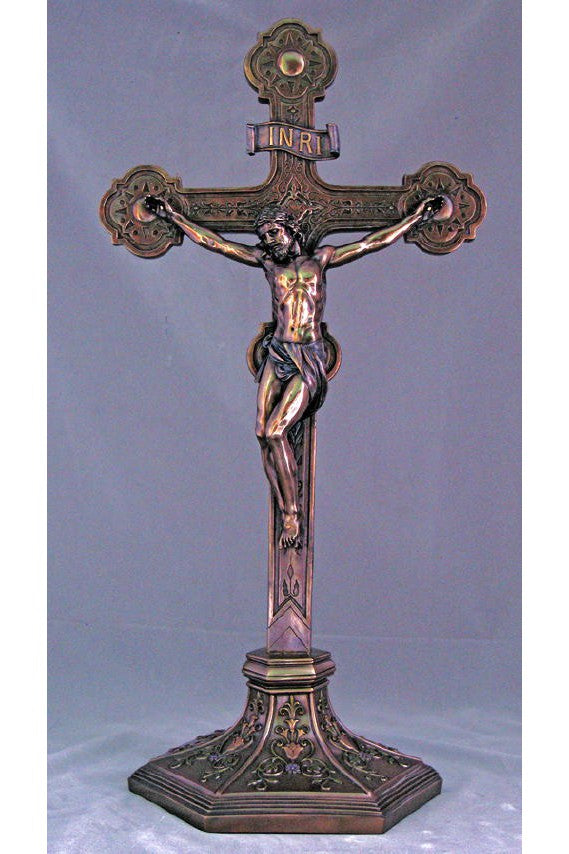 Ornate Crucifix 22.5" Bronze - ZWSR75543-Inspirational Gifts-Goldscheider of Vienna-Michigan Church Supply