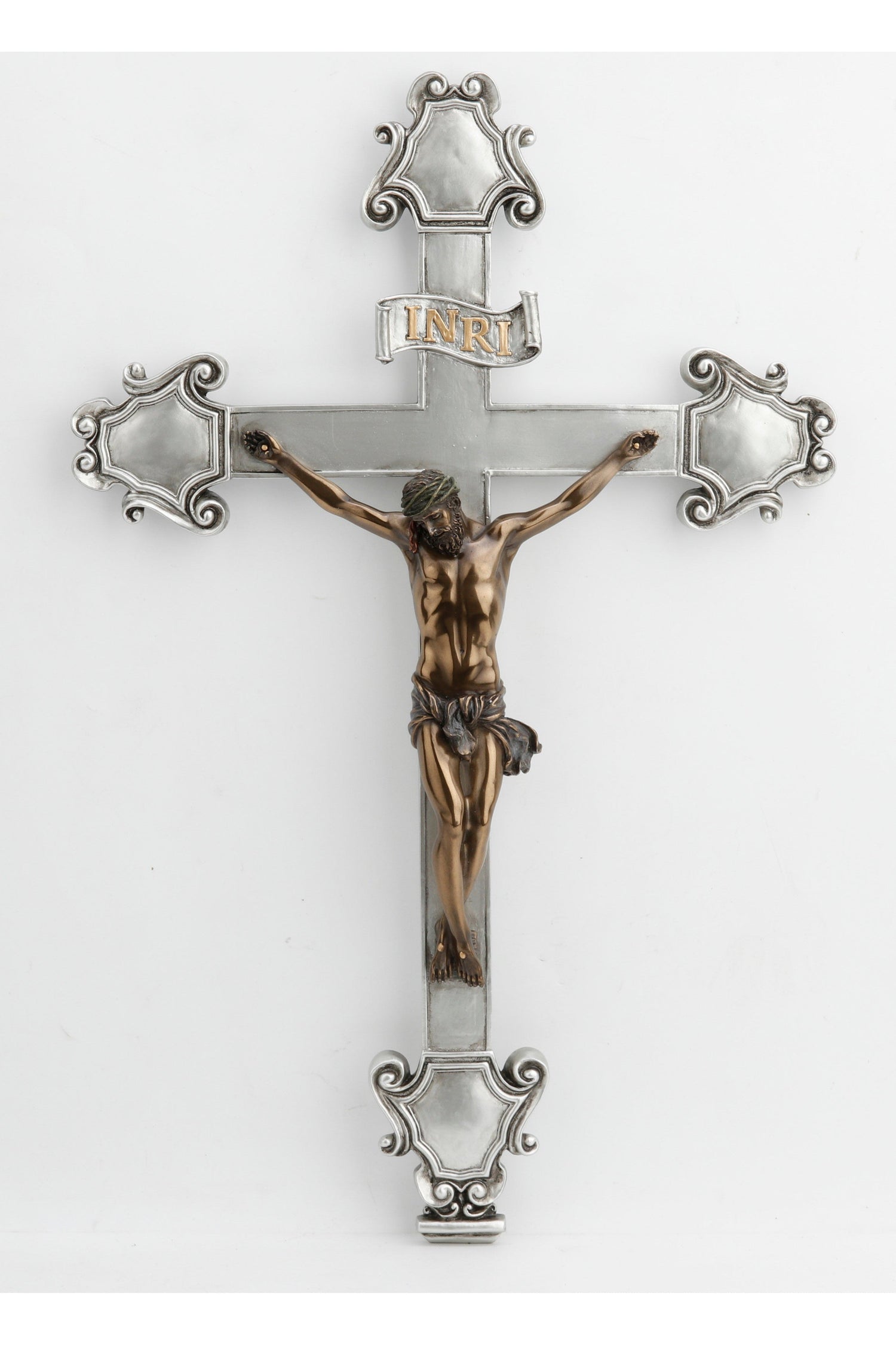 Ornate Crucifix two-tone - ZWSR-73128-PB-Inspirational Gifts-Goldscheider of Vienna-Michigan Church Supply