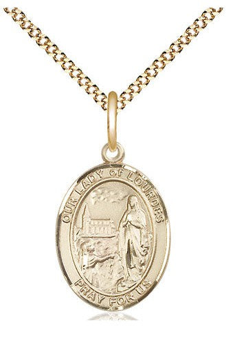 Our Lady of Lourdes Medal - FN8288-Jewelry-Bliss Mfg-Gold Filled-Michigan Church Supply