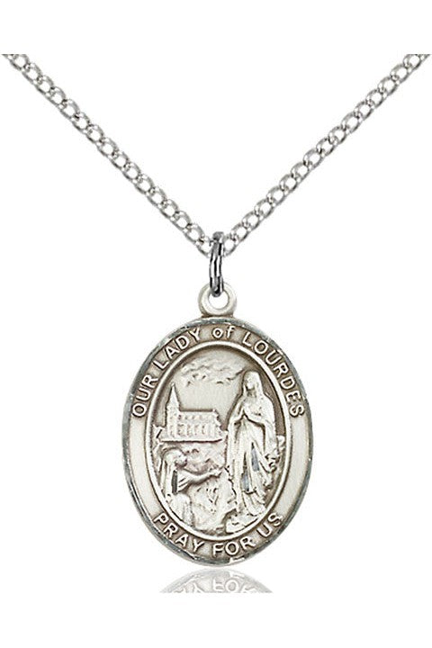 Our Lady of Lourdes Medal - FN8288-Jewelry-Bliss Mfg-Sterling Silver-Michigan Church Supply