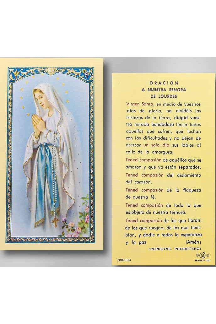 Our Lady of Lourdes Oracion a Nuestra Senora De Lourdes- TA700003 - Spanish-Inspirational Gifts-Hirten-Michigan Church Supply