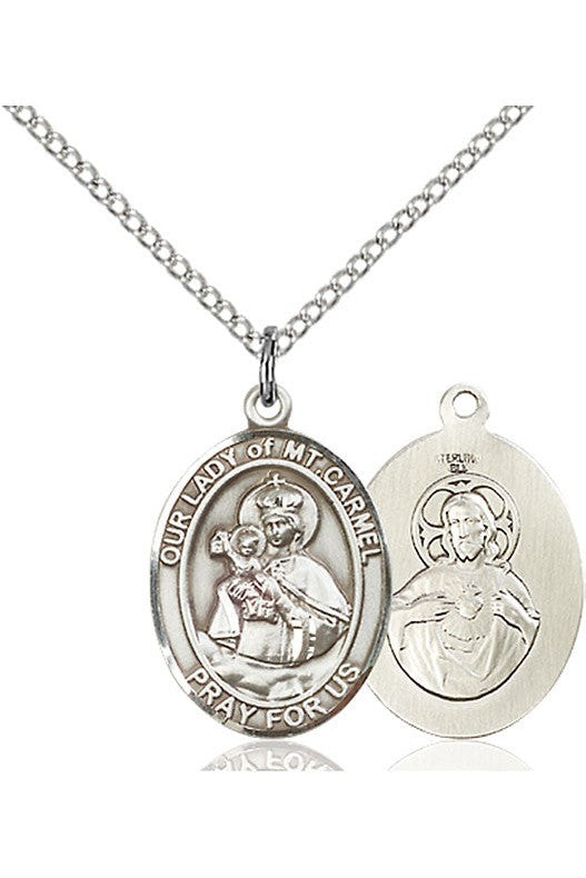 Our Lady of Mount Carmel Medal - FN8243-Jewelry-Bliss Mfg-Sterling Silver-Michigan Church Supply